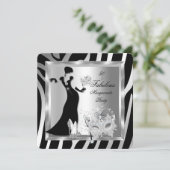 Masqueradefeest Verbluffend 50 Zebra Zilver Zwart Kaart (Staand voorkant)