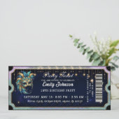 Masqueradefeesticket Verjaardagsuitnodiging Goud Kaart (Staand voorkant)