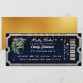 Masqueradefeesticket Verjaardagsuitnodiging Goud Kaart (Voorkant / Achterkant)