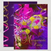 Masqueradefeestmaskers Champagne Geel Kaart (Voorkant / Achterkant)