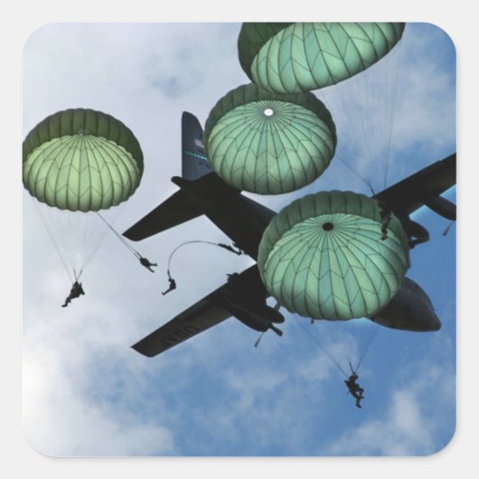 Mass Jump Mission, Parachutes, VS Army Vierkante Sticker (Voorkant)