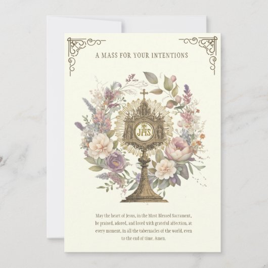 Massa aanbieden Florale goddelijke lof Eucharistie Kaart (Voorkant)