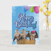 Massa apen en ballonnen op zaterdag kaart (Gele Bloem)