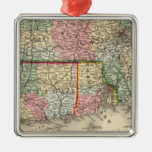 Massa, Conn, RI Map door Mitchell Metalen Ornament
