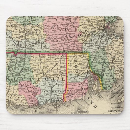 Massa, Conn, RI Map door Mitchell Muismat (Voorkant)