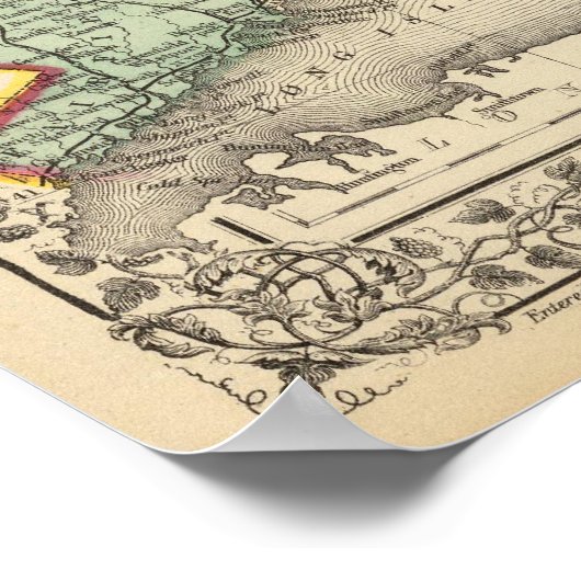 Massa, Conn, RI Map door Mitchell Poster (Hoek)