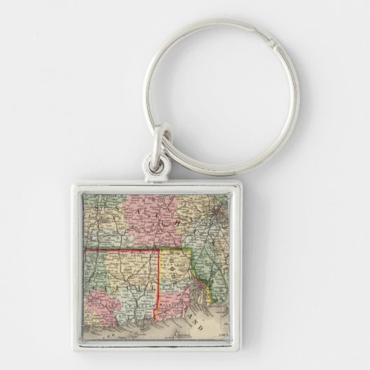 Massa, Conn, RI Map door Mitchell Sleutelhanger (Voorkant)