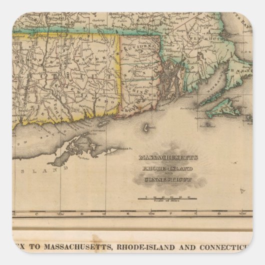 Massa, Rhode Island, Connecticut Vierkante Sticker (Voorkant)