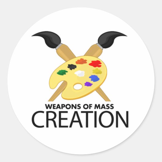 Massa scheppende wapens ronde sticker (Voorkant)