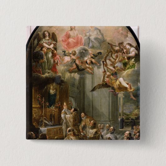 Massa voor de Orde van Trinitariërs, 1666 Vierkante Button 5,1 Cm (Voorkant)