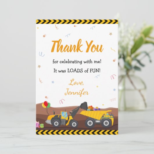 Massa vrachtwagen onder bouwproject Baby op zaterd Bedankkaart (Staand voorkant)