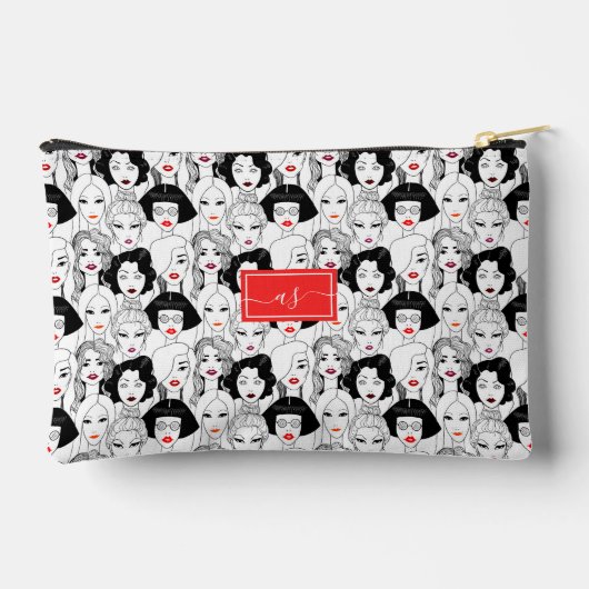 Massa vrouwen met rode lippen geborduurde initiale etui (Achterkant)