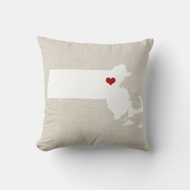 Massachusettes New Home State Pillow 16 x 16 inch Kussen (Voorkant)