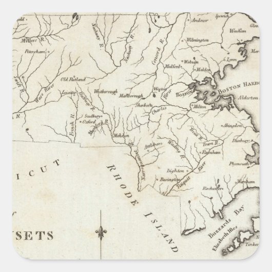 Massachusetts 2 vierkante sticker (Voorkant)