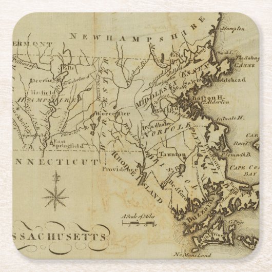 Massachusetts 3 kartonnen onderzetters (Voorkant)