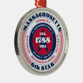 Massachusetts 6e staat kerstversiering metalen ornament (Rechts)