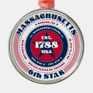 Massachusetts 6e staat kerstversiering metalen ornament