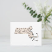 Massachusetts  Afbeelding Map Antiek Briefkaart (Staand voorkant)