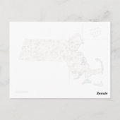 Massachusetts  Afbeelding Map Antiek Briefkaart (Achterkant)