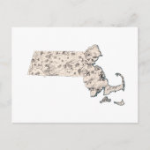 Massachusetts  Afbeelding Map Antiek Briefkaart (Voorkant)