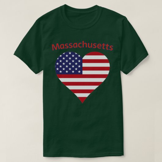 Massachusetts American Flag Heart1 T-shirt (Design voorkant)