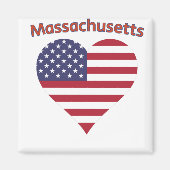 Massachusetts American Flag Heart Magneet (Voorkant)