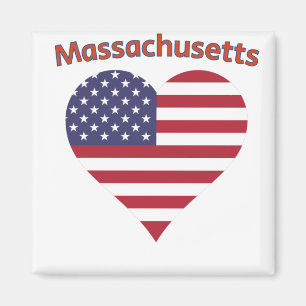 Massachusetts American Flag Heart Magneet