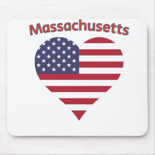 Massachusetts American Flag Heart Muismat