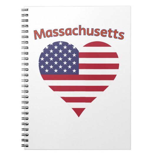 Massachusetts American Flag Heart Notitieboek (Voorkant)