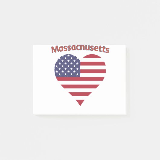 Massachusetts American Flag Heart Post-it® Notes (Voorkant)