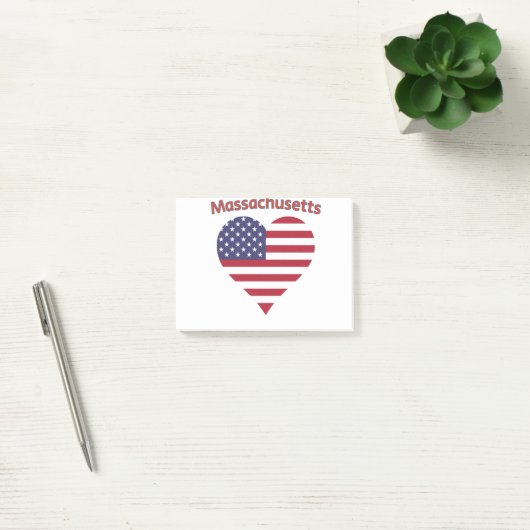 Massachusetts American Flag Heart Post-it® Notes (Kantoor)