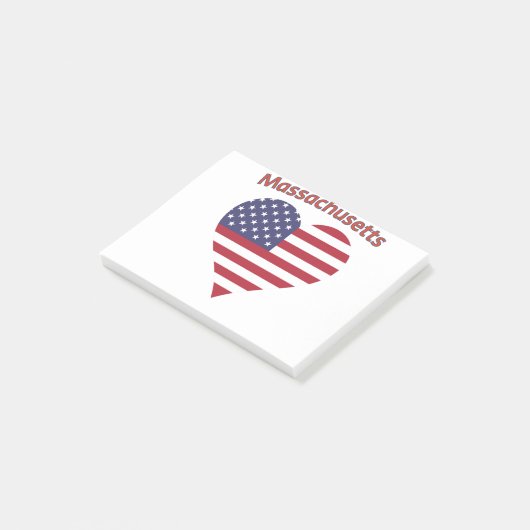 Massachusetts American Flag Heart Post-it® Notes (Schuin)