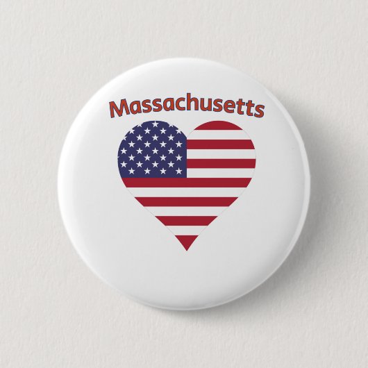 Massachusetts American Flag Heart Ronde Button 5,7 Cm (Voorkant)