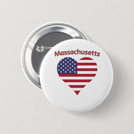 Massachusetts American Flag Heart Ronde Button 5,7 Cm (Voorkant /achterkant)