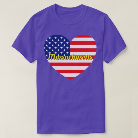 Massachusetts American Flag Heart T-shirt (Design voorkant)