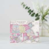  Massachusetts and Rhode Island Map (1855) Briefkaart (Staand voorkant)