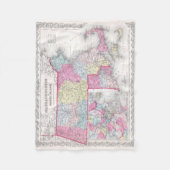 Massachusetts and Rhode Islands Map (1855) Fleece Deken (Voorkant)