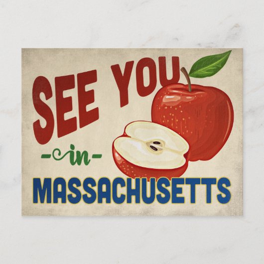 Massachusetts Apple - Vintage Travel Briefkaart (Voorkant)