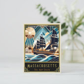 Massachusetts | Art. Deco Briefkaart (Staand voorkant)