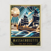 Massachusetts | Art. Deco Briefkaart (Voorkant)