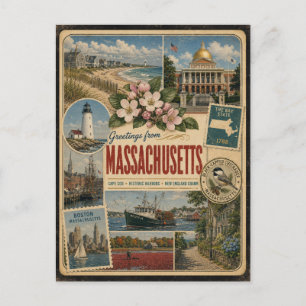 Massachusetts authentieke vintage stijl ansichtkaa briefkaart