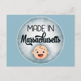 Massachusetts Baby Funny Blue New Boy Briefkaart