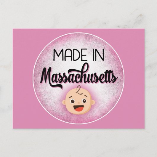 Massachusetts Baby Funny Pink New Girl Briefkaart (Voorkant)