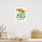 Massachusetts Bird Chickadee Willow Branches Poster (Keuken)