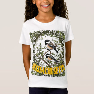 Massachusetts Black-capped Chickadee en Mayflower T-shirt
