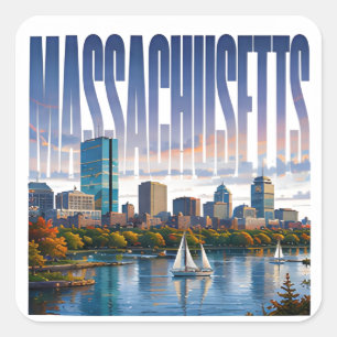 Massachusetts Boston Harbor Historische Kustlijn S Vierkante Sticker