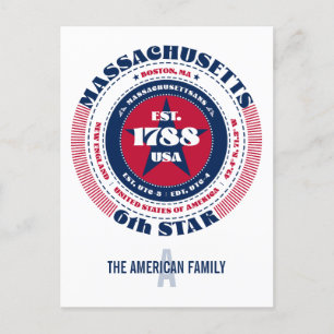 Massachusetts, Boston MA, Patriottisch Monogram Briefkaart
