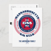 Massachusetts, Boston MA, Patriottisch Monogram Briefkaart (Voorkant / Achterkant)