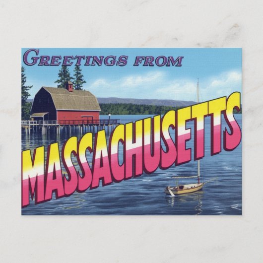 Massachusetts Botenhuis Zeil Briefkaart (Voorkant)