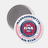 Massachusetts Circle Typography Souvenir Magnet (Voorkant / Achterkant)